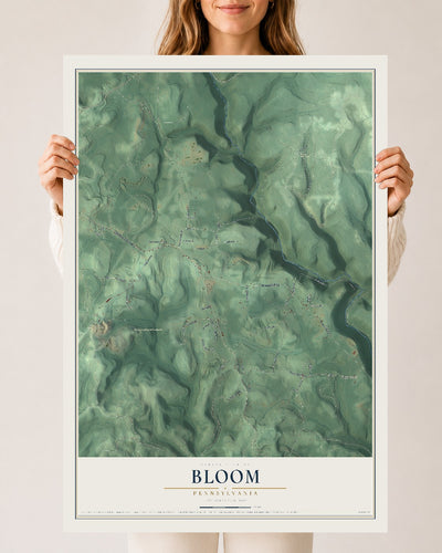 Map of Bloom, Pennsylvania, 24 x 36 inch unframed archival matte print