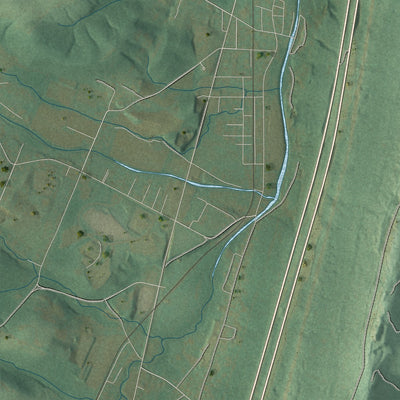 Close-up of the map of Bloomfield, Bedford County, Pennsylvania print showing street and building detail