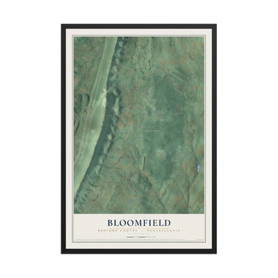 Map of Bloomfield, Bedford County, Pennsylvania, 12 x 18 inch print in a black wood frame
