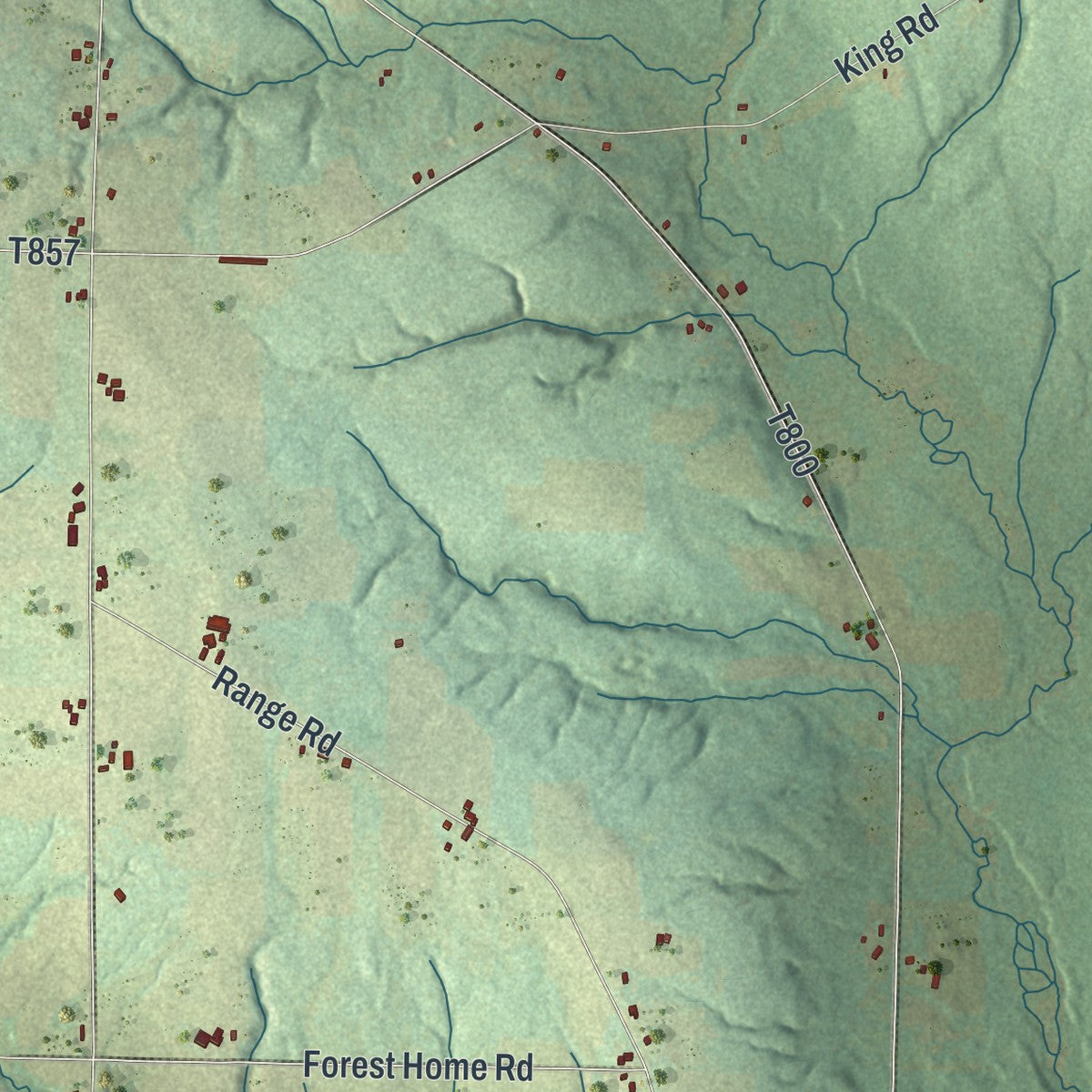 Second close-up of the map of Bloomfield, Crawford County, Pennsylvania print showing more streets and buildings