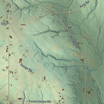 Second close-up of the map of Bloomfield, Crawford County, Pennsylvania print showing more streets and buildings