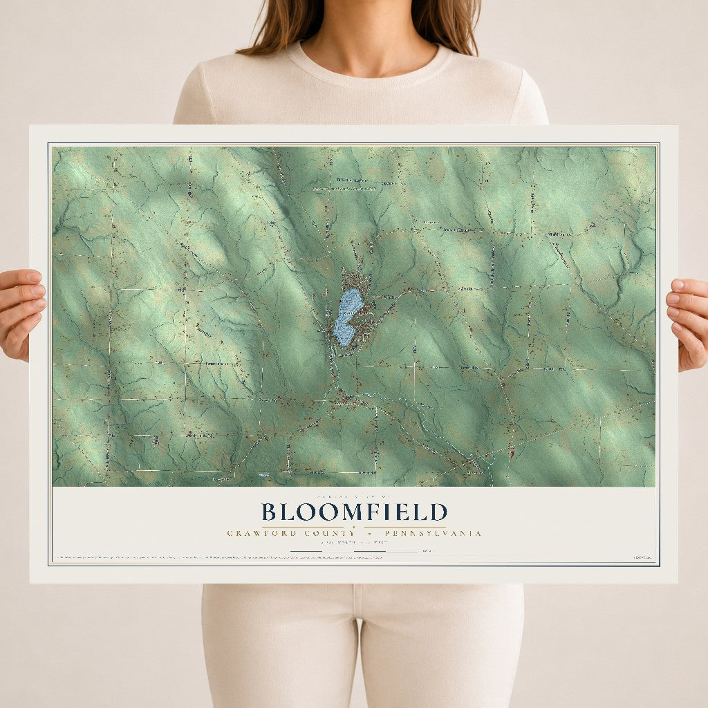 Map of Bloomfield, Crawford County, Pennsylvania, 18 x 24 inch unframed archival matte print