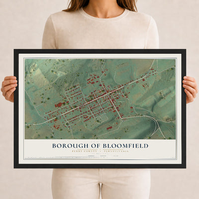 Map of the Borough of Bloomfield, Perry County, Pennsylvania, 12 x 18 inch print in a black wood frame