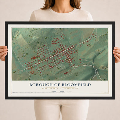 Map of the Borough of Bloomfield, Perry County, Pennsylvania, 18 x 24 inch print in a black wood frame