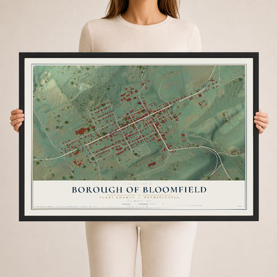Map of the Borough of Bloomfield, Perry County, Pennsylvania, 24 x 36 inch print in a black wood frame