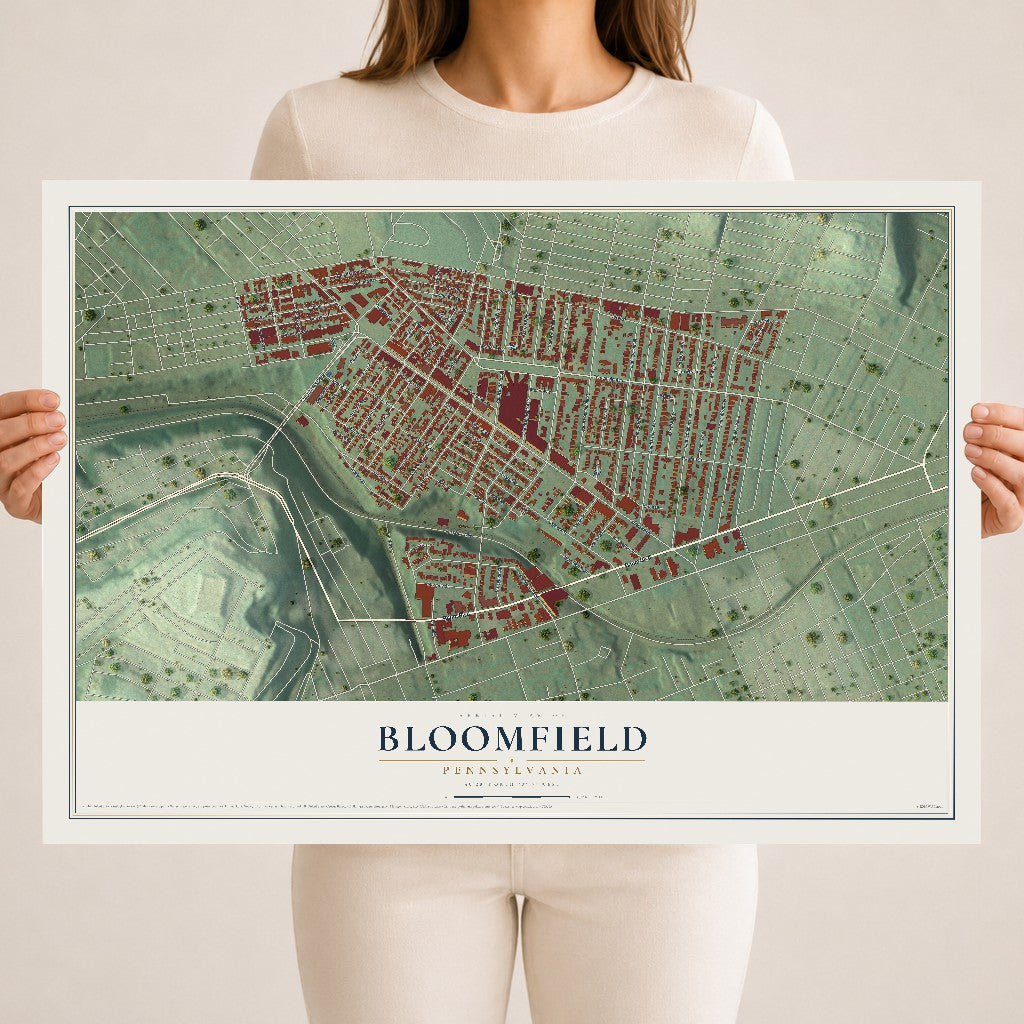 Map of Bloomfield, Pennsylvania, 18 x 24 inch unframed archival matte print