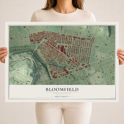 Map of Bloomfield, Pennsylvania, 18 x 24 inch unframed archival matte print