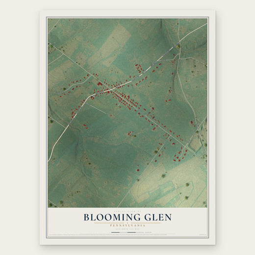 Blooming Glen, Pennsylvania map print, the full design