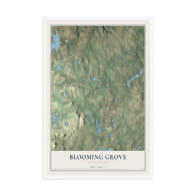 Map of Blooming Grove, Pennsylvania, 12 x 18 inch print in a white wood frame
