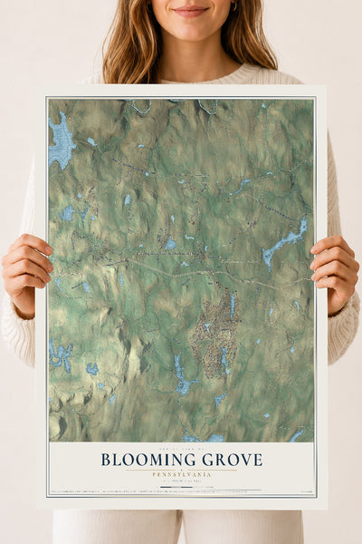 Map of Blooming Grove, Pennsylvania, 18 x 24 inch unframed archival matte print