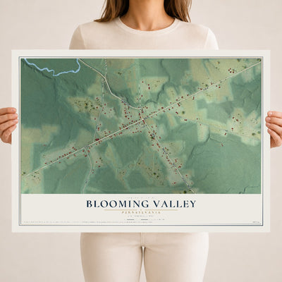 Map of Blooming Valley, Pennsylvania, 18 x 24 inch unframed archival matte print