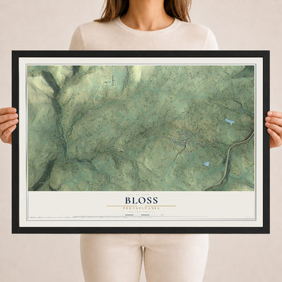 Map of Bloss, Pennsylvania, 18 x 24 inch print in a black wood frame