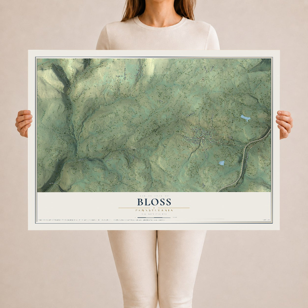 Map of Bloss, Pennsylvania, 24 x 36 inch unframed archival matte print
