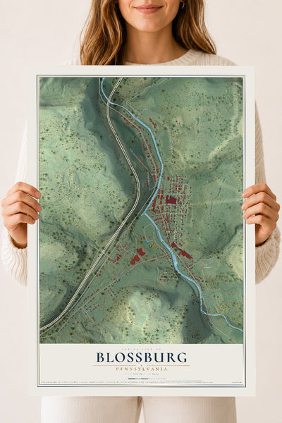 Map of Blossburg, Pennsylvania, 18 x 24 inch unframed archival matte print