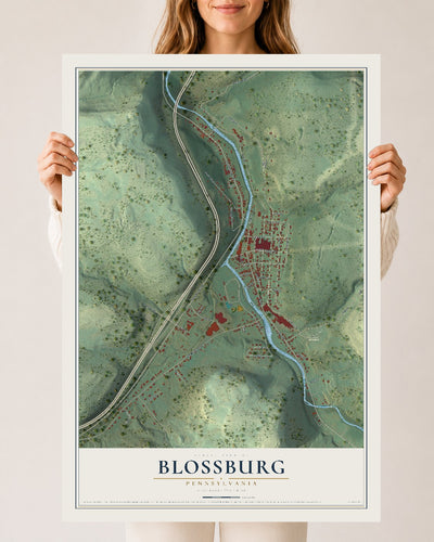 Map of Blossburg, Pennsylvania, 24 x 36 inch unframed archival matte print