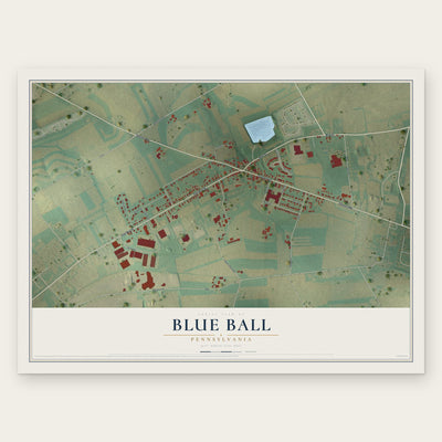 Blue Ball, Pennsylvania map print, the full design
