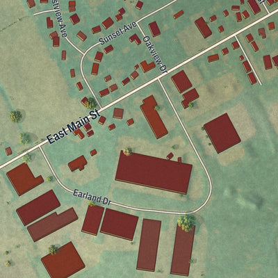 Close-up of the map of Blue Ball, Pennsylvania print showing street and building detail