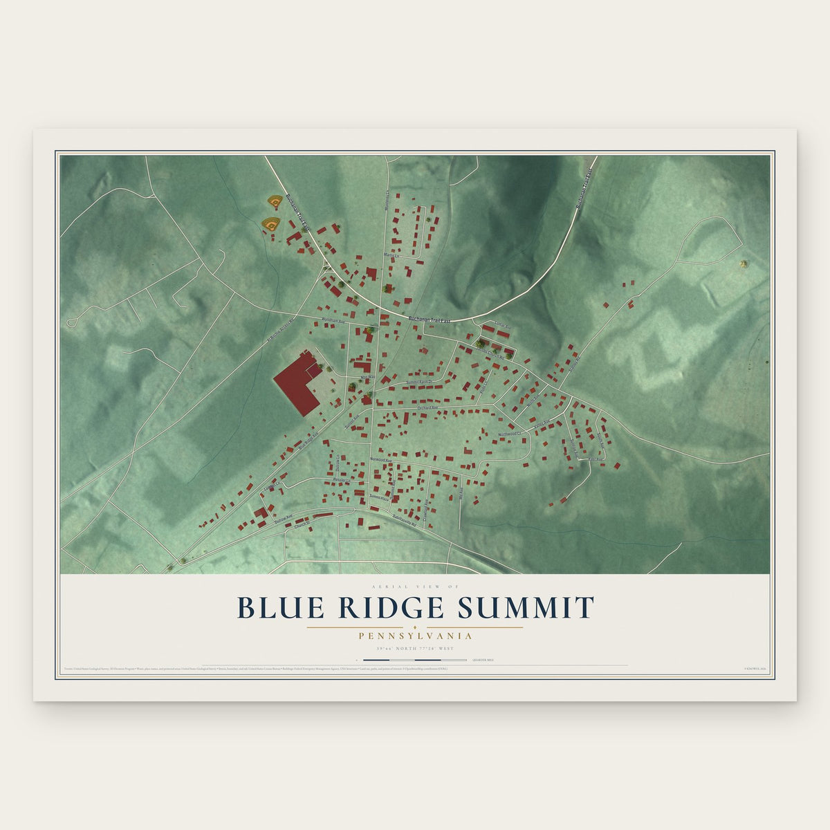 Blue Ridge Summit, Pennsylvania map print, the full design