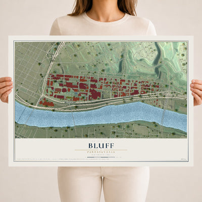 Map of Bluff, Pennsylvania, 18 x 24 inch unframed archival matte print