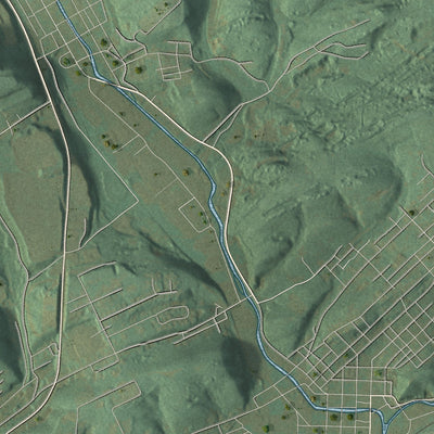 Close-up of the map of Blythe, Pennsylvania print showing street and building detail