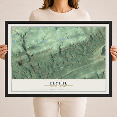 Map of Blythe, Pennsylvania, 18 x 24 inch print in a black wood frame