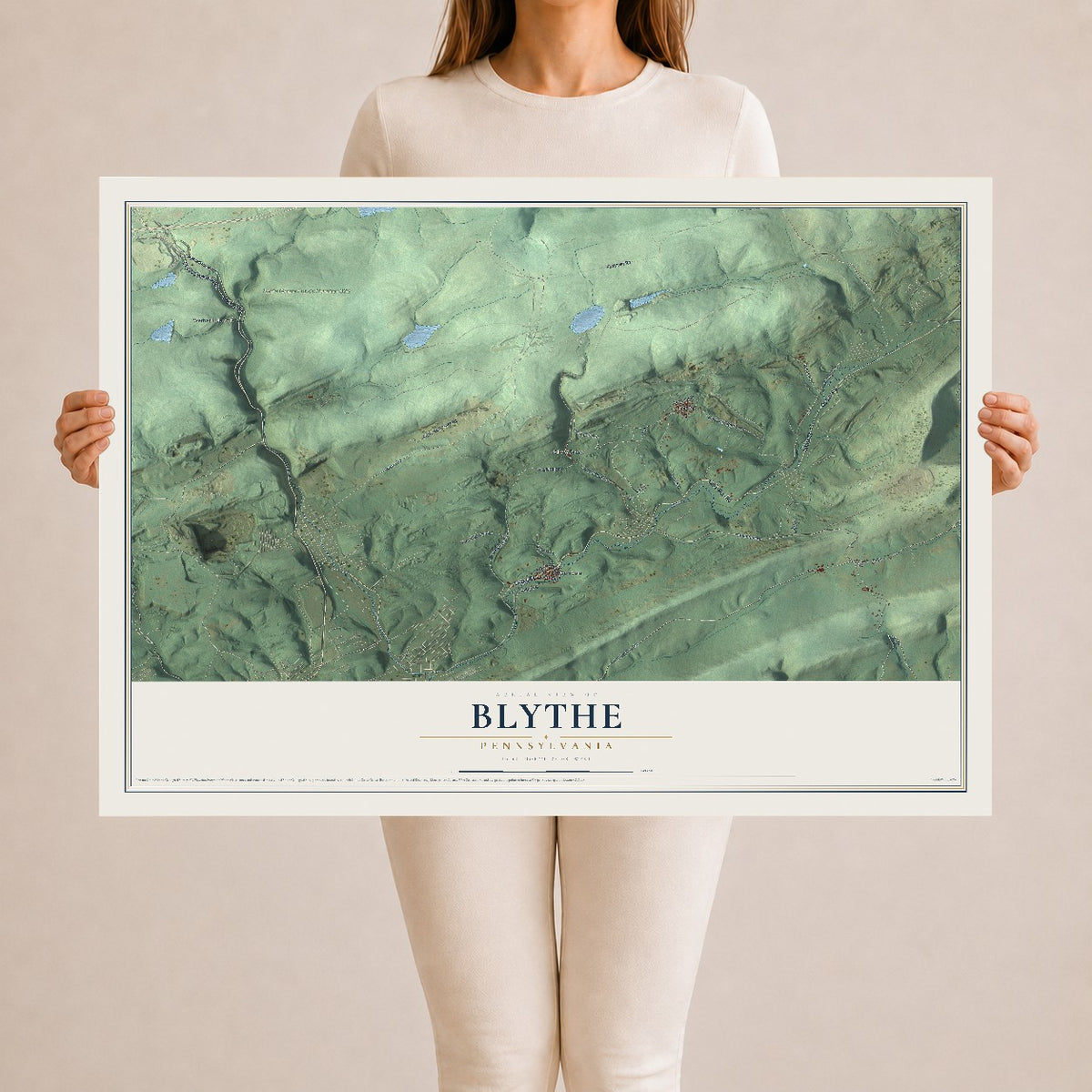 Map of Blythe, Pennsylvania, 24 x 36 inch unframed archival matte print