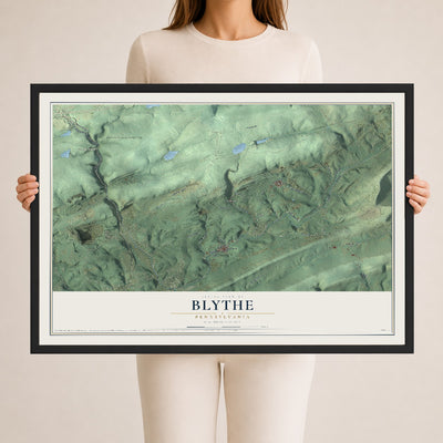 Map of Blythe, Pennsylvania, 24 x 36 inch print in a black wood frame