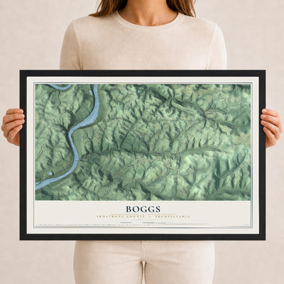 Map of Boggs, Armstrong County, Pennsylvania, 12 x 18 inch print in a black wood frame