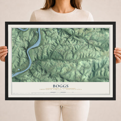 Map of Boggs, Armstrong County, Pennsylvania, 18 x 24 inch print in a black wood frame