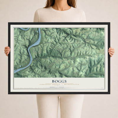 Map of Boggs, Armstrong County, Pennsylvania, 24 x 36 inch print in a black wood frame