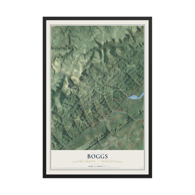 Map of Boggs, Centre County, Pennsylvania, 12 x 18 inch print in a black wood frame