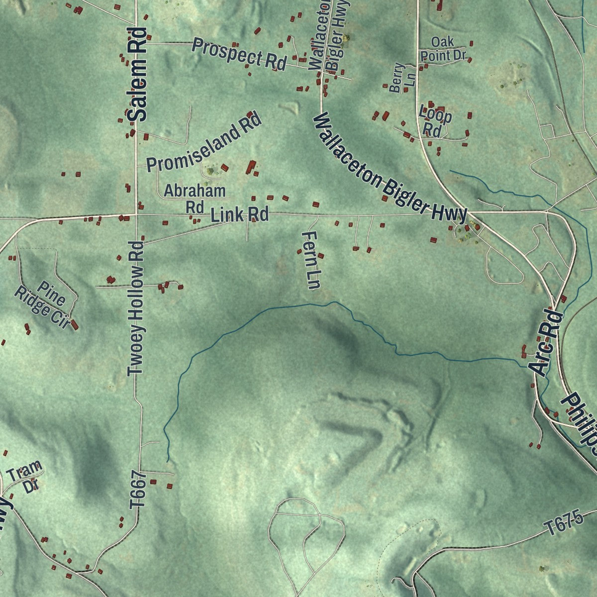 Close-up of the map of Boggs, Clearfield County, Pennsylvania print showing street and building detail