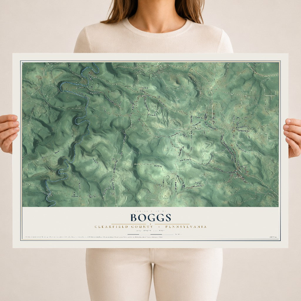 Map of Boggs, Clearfield County, Pennsylvania, 18 x 24 inch unframed archival matte print
