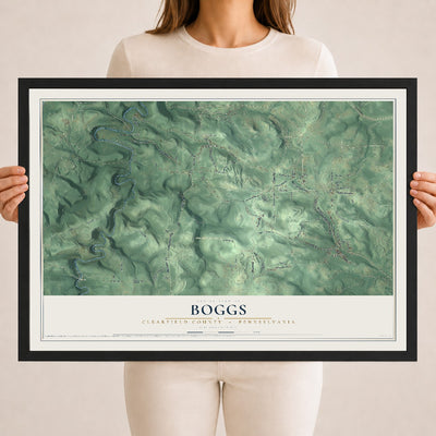 Map of Boggs, Clearfield County, Pennsylvania, 18 x 24 inch print in a black wood frame