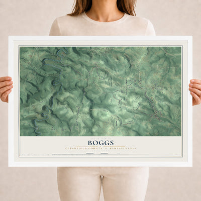 Map of Boggs, Clearfield County, Pennsylvania, 18 x 24 inch print in a white wood frame