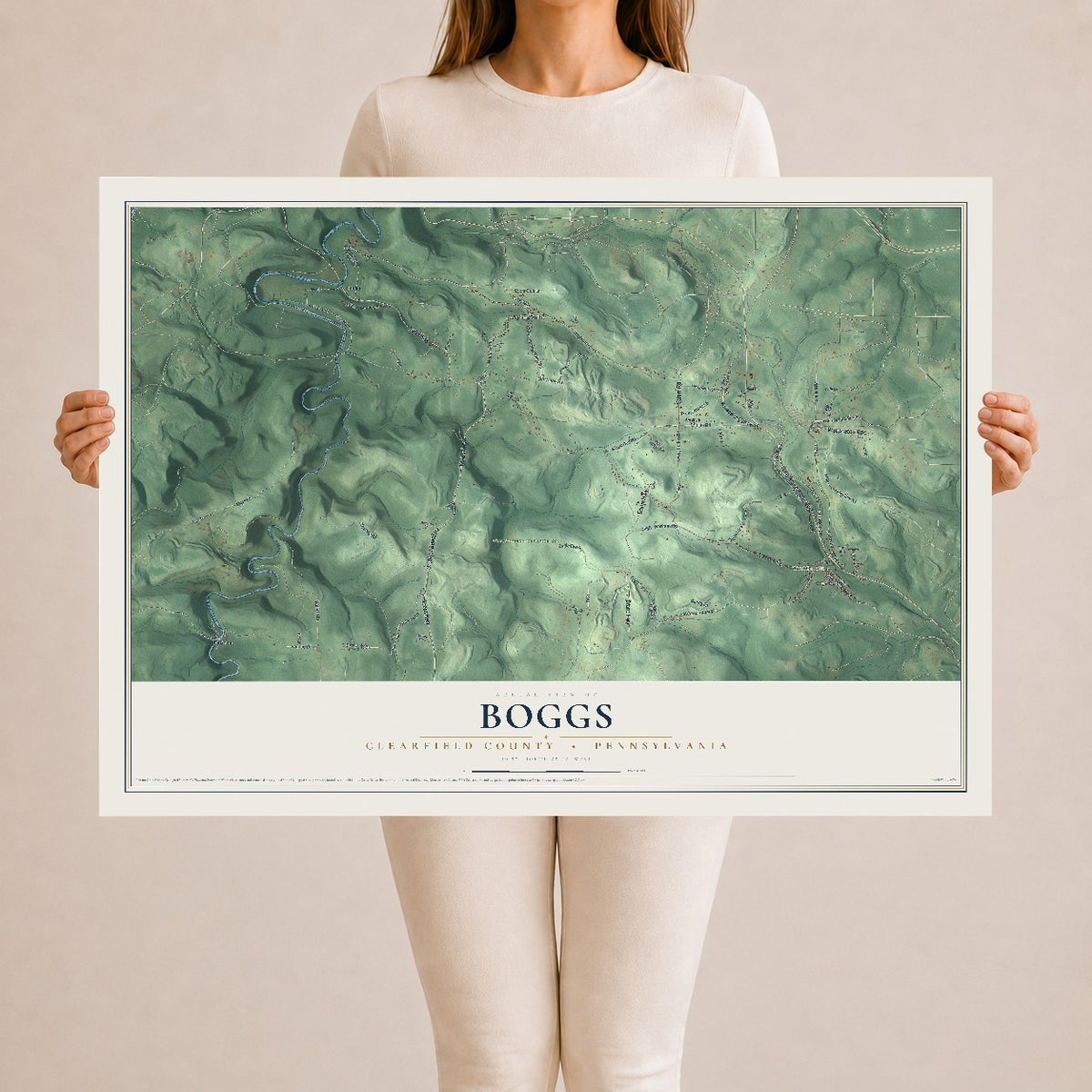 Map of Boggs, Clearfield County, Pennsylvania, 24 x 36 inch unframed archival matte print