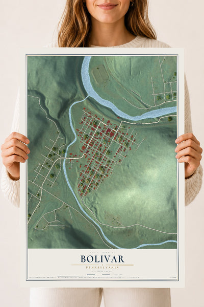 Map of Bolivar, Pennsylvania, 18 x 24 inch unframed archival matte print
