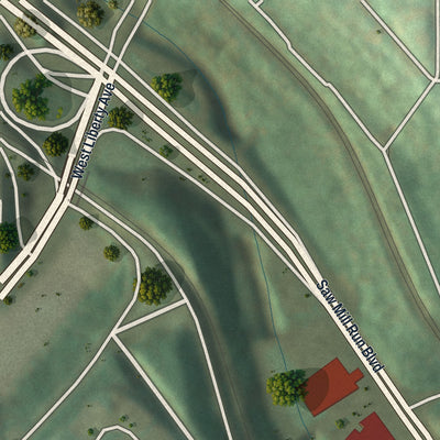 Second close-up of the map of Bon Air, Pennsylvania print showing more streets and buildings