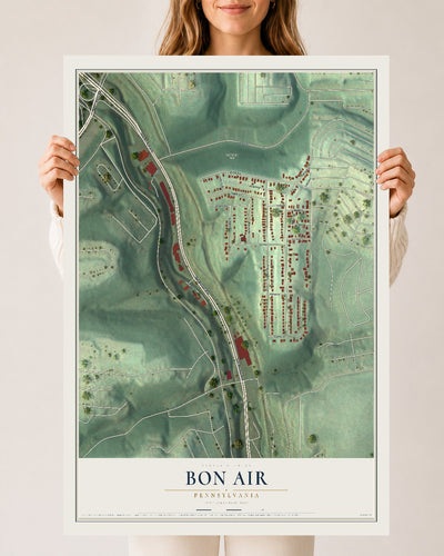Map of Bon Air, Pennsylvania, 24 x 36 inch unframed archival matte print