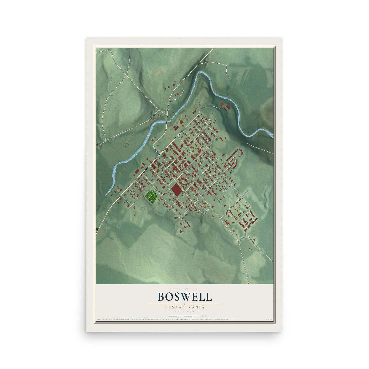 Map of Boswell, Pennsylvania, 12 x 18 inch unframed archival matte print