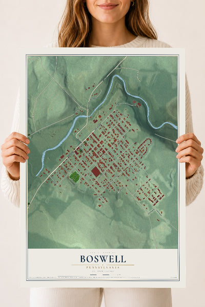 Map of Boswell, Pennsylvania, 18 x 24 inch unframed archival matte print