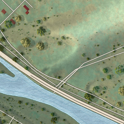 Second close-up of the map of Bowmanstown, Pennsylvania print showing more streets and buildings