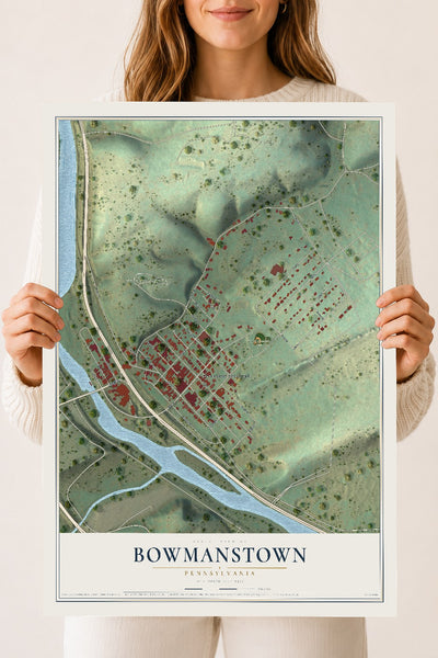 Map of Bowmanstown, Pennsylvania, 18 x 24 inch unframed archival matte print