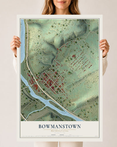 Map of Bowmanstown, Pennsylvania, 24 x 36 inch unframed archival matte print