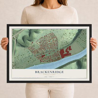 Map of Brackenridge, Pennsylvania, 12 x 18 inch print in a black wood frame