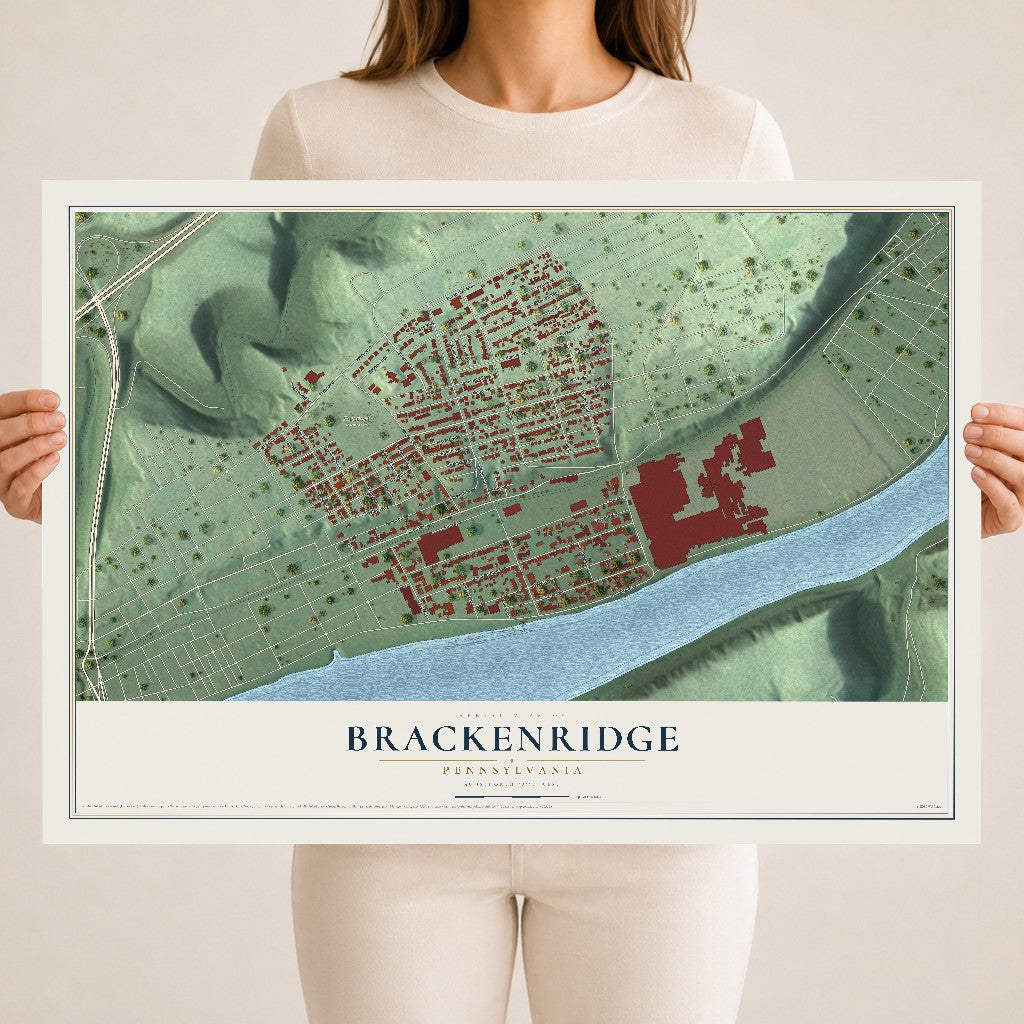 Map of Brackenridge, Pennsylvania, 18 x 24 inch unframed archival matte print