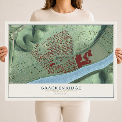 Map of Brackenridge, Pennsylvania, 18 x 24 inch unframed archival matte print
