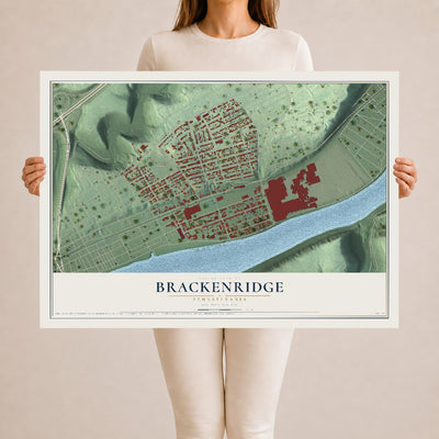 Map of Brackenridge, Pennsylvania, 24 x 36 inch unframed archival matte print