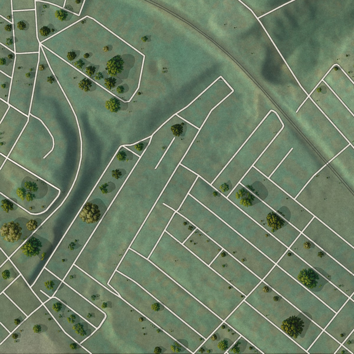 Second close-up of the map of Braddock Hills, Pennsylvania print showing more streets and buildings