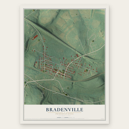 Bradenville, Pennsylvania map print, the full design